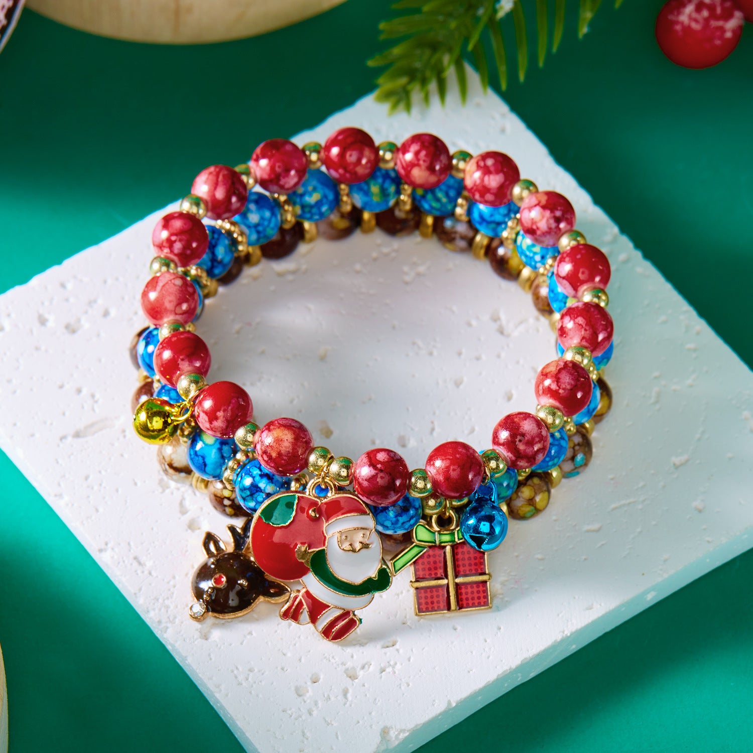 Wholesale Christmas bracelet set snowman beaded bracelet